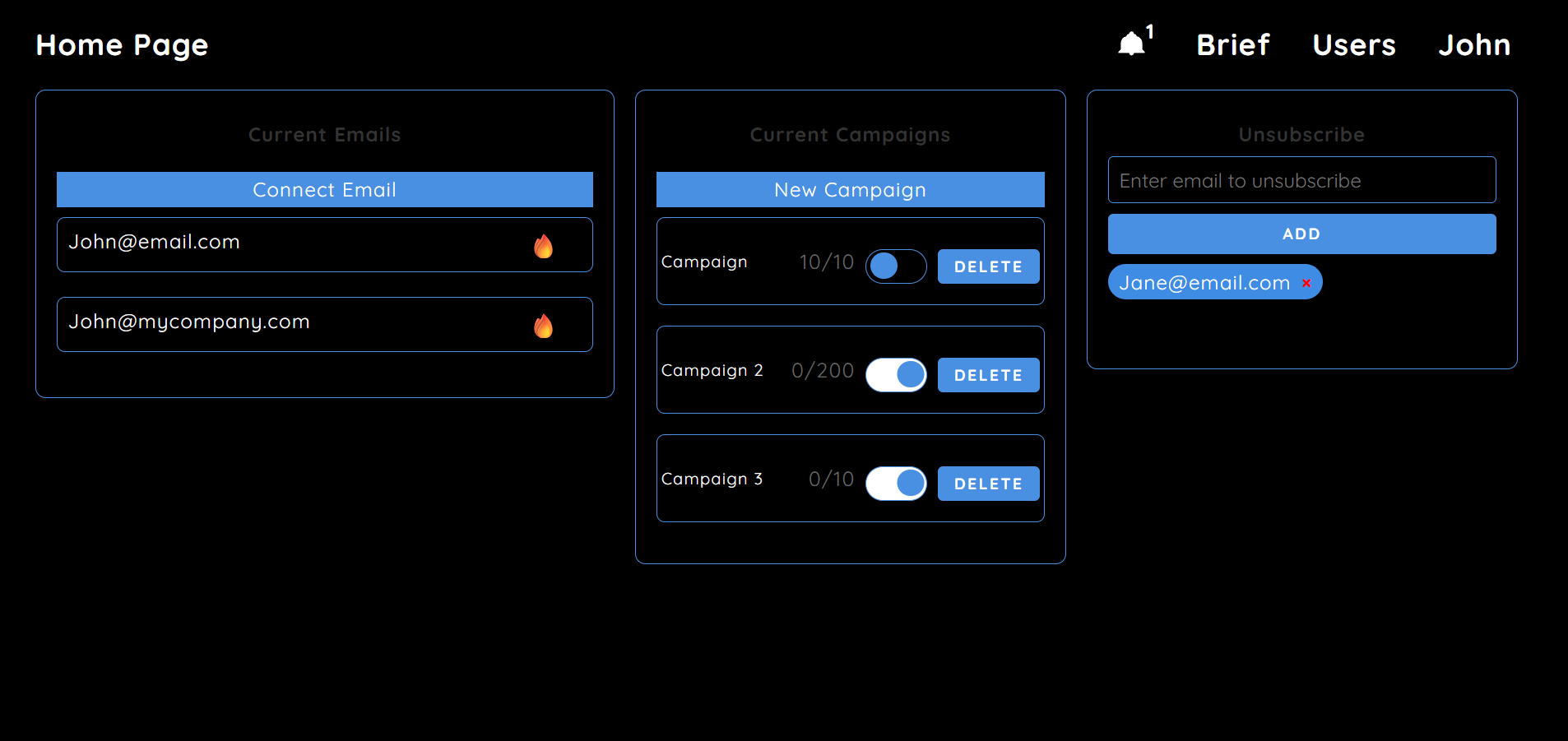 Dashboard screenshot (dark)